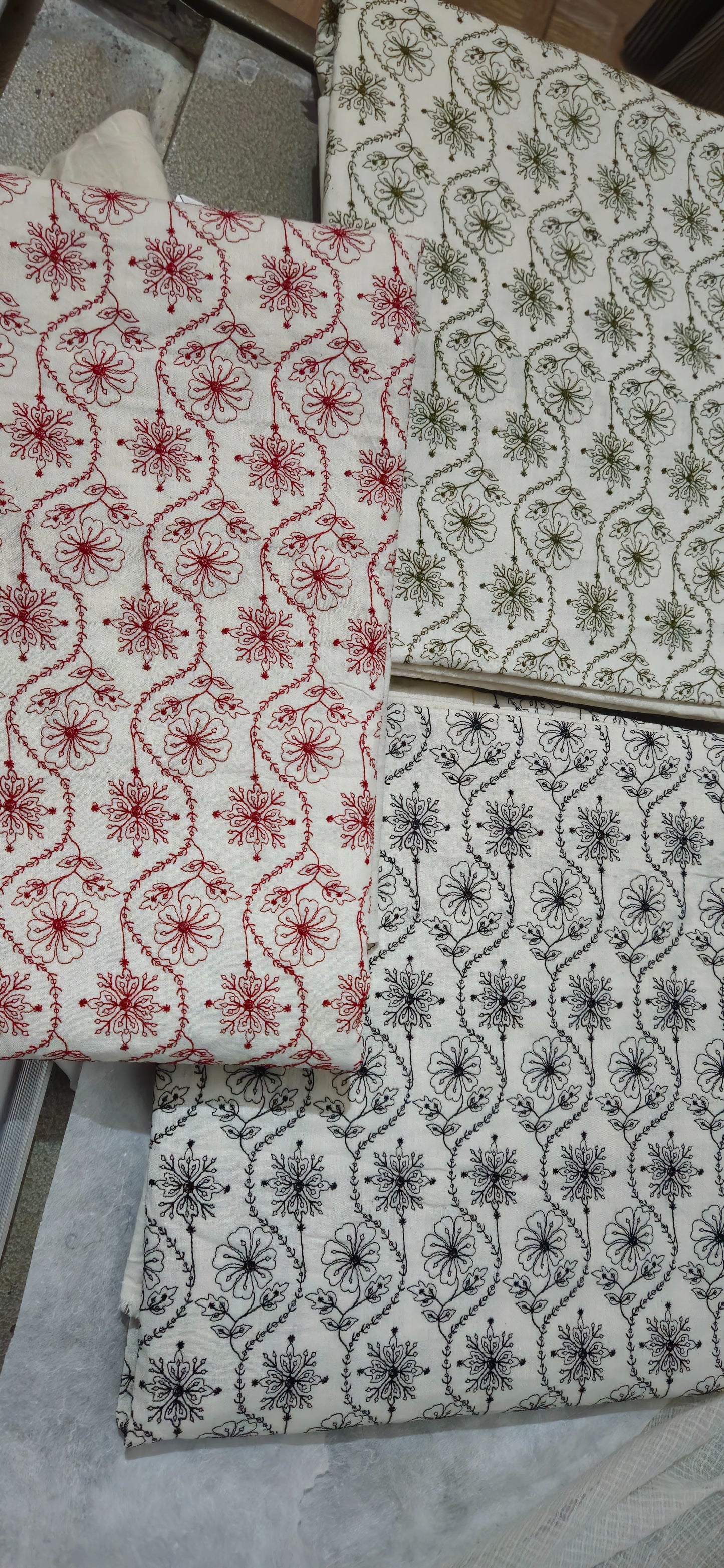 Cotton-Khadi-Rayon Slub Allover Embroidered 4.5 meter suit